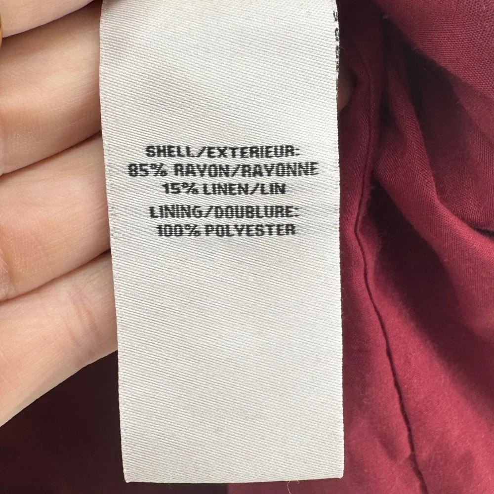 Bagatelle Collection Dark Red Linen Blend Collarless Blazer Jacket Womens L - Picture 5 of 11